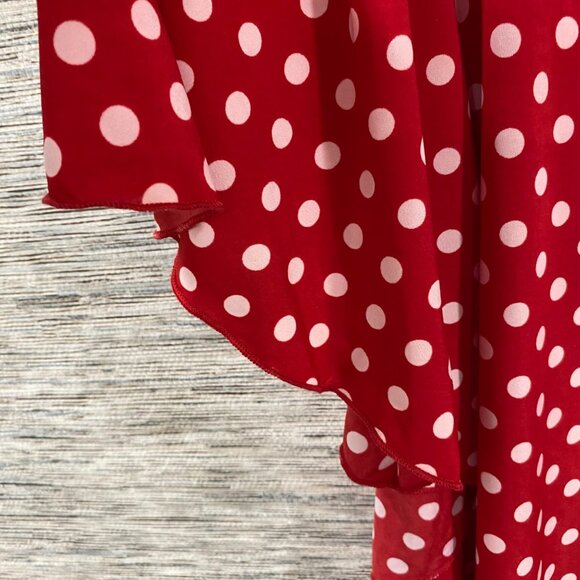 Star Vixen Red & White Polka Dot Flutter Sleeve Blouse Womens 3XL - Picture 2 of 4